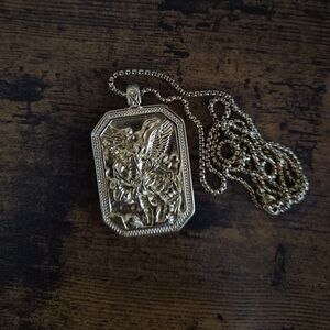 Gold Archangel Michael Pendant Necklace
